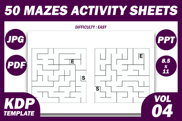 50 Easy Mazes for Kids KDP Interior 4 Template
