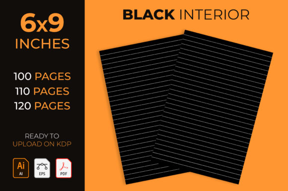 Black Lined Notebook KDP Interior for Publishers