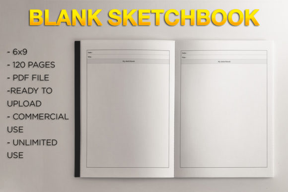 Blank Sketchbook L KDP Template: 6x9 No Bleed Guide