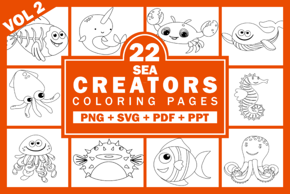 Sea Animals Coloring Pages Volume 2: A Practical Resource for KDP and Creative Projects
