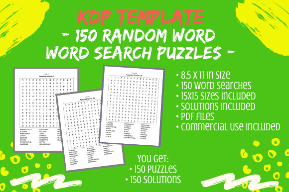 Strategic Implementation of 150 Random Word Search Puzzles, 15x15 for KDP and Activity Book Creation