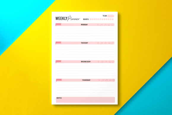 Weekly Planner PDF Pink: Versatile Sizes for KDP & Print